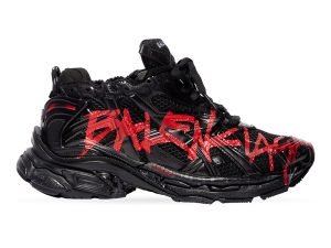 Balenciaga MEN'S RUNNER GRAFFITI SNEAKER IN BLACK